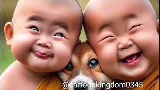 Cute monk #monk #happy monk #monks with dog #little