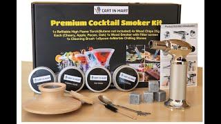 Cart In Mart Cocktail Smoker Kit with Butane Torch, Wood Chips & Stones