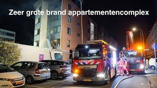 Zeer grote brand appartementencomplex Groningen: woningen ontruimd [ GRIP 1]