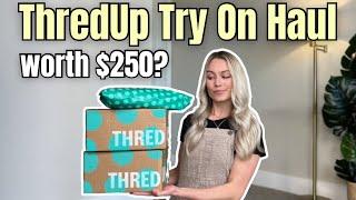 ThredUp Try On Haul + Unboxing | 15 items for $250 online thrifting was it worth it?