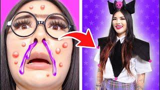 FROM NERD TO KUROMI IN REAL LIFE | KUROMI’S BAD DAY BY CRAFTY HACKS PLUS