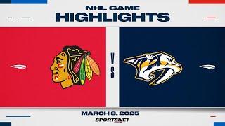 NHL Highlights | Chicago Blackhawks vs. Nashville Predators - March 8, 2025