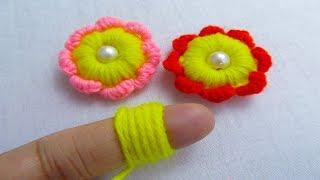 Hand Embroidery Amazing Trick, Woolen Flower Embroidery Trick, Easy Flower Embroidery Trick