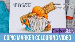 Copic Marker Colouring Stamping Bella Gnome Carpenter rubber stamp