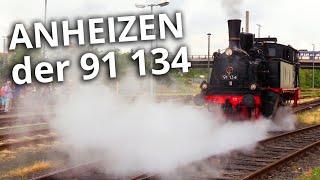 morgens im BW Süd Leipzig mit der Lok 91 134 - anheizen und fahren