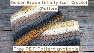 Make Golden Brown Infinity Scarf Crochet Pattern Lion Brand Mandala Yarn