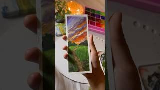 Gouache countryside bookmark #art #painting #gouache #trendingshorts #arttutorial #aesthetic #fyp