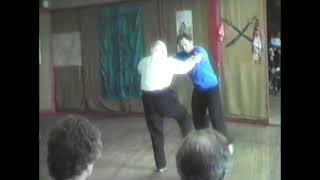 Master T.T. Liang and Ray Hayward demonstrating Tai-Chi San-Shou, St Paul, MN 1988.