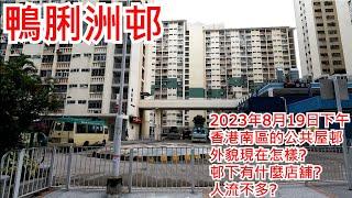 鴨脷洲邨 2023年8月19日下午 香港南區的公共屋邨 外貌現在怎樣? 邨下有什麼店舖? 人流不多? Ap Lei Chau Estate Hong Kong Street View@步行街景