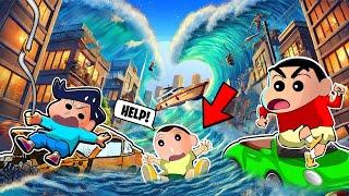 Shinchan Trying To Survive Tsunami With His Friends  | Shinchan Roblox Funny Game 