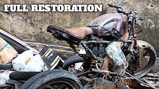 FULL RESTORATION+MODIFICATION YAMAHA 150cc Abandoned-Rebuild Incredible Black Cafe Racer | TimeLapse