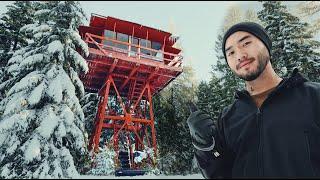 OVERNIGHT in a cozy fire lookout tower | ASMR