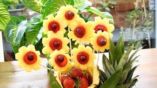 Art In FRUIT CARVING AND CUTTING | Food Decoration | Pineapple Sunflower Garnish