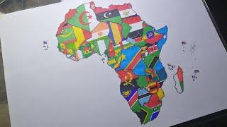 Drawing Africa flag map | Flag map drawing of African countries