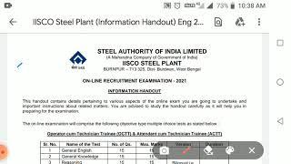 SAIL IISCO OCTT AND ACTT  OFFICIAL SYLLABUS/ SAIL OFFICIAL SYLLABUS