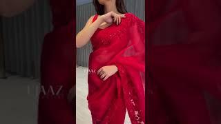 Sizzling Hot Red Net Saree with Sleeveless Blouse Design for Cocktail Party#RedSaree #cocktailparty