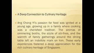 Ang Chong Yi’s Flavorful Journey: Merging Nostalgic Tastes with Sustainable Culinary Innovations