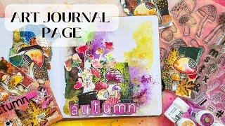 Messy Art Journal Page with my handmade Collage Fodder Embellishments