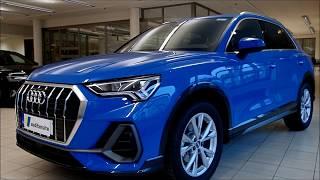 2019 New Turbo blue Audi Q3 S-line with red exclusive interior