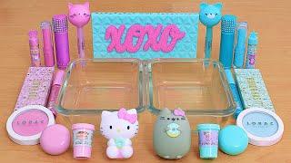 Pink vs Teal - Mixing Makeup Eyeshadow Into Slime ASMR