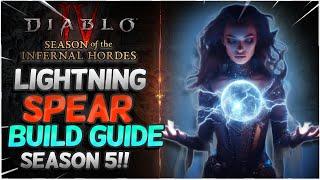 NEW TOP BEST Lightning Spear Frozen Orb Sorceress Build Guide Diablo 4 Season 5!