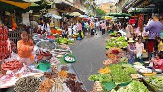 Orussey & Boeng Trabek Market , Seafood, Pork, Sausages, Fish, & More