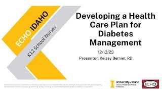 Developing a Health Care Plan for Diabetes Management - 12/13/23