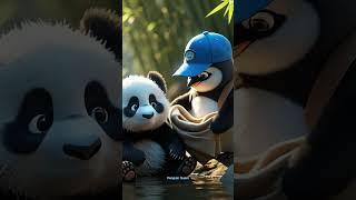 Penguin helps the baby Panda #animalrescue #pandarescue #cuteanimals