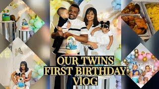 OUR TWINS FIRST BIRTHDAY VLOG AND THE PARTY WE HAD  | 1 YEAR BABY DEVELOPMENTAL MILESTONE