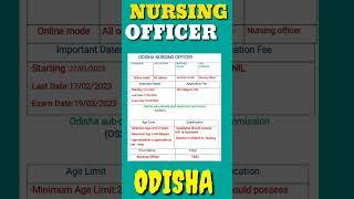 OSSSC NURSING OFFICERS RECRUITMENT 2023//ODISHA NURSING VACANCY 2023#latest #viral #shorts #news‍️