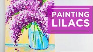 PAINTING TUTORIAL Lilac flowers for Beginners | Q Tips/Cotton Swabs technique