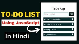 How To Create To-Do List App Using HTML CSS and JavaScript | To Do List JavaScript