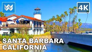 [4K] Downtown Santa Barbara in California USA - 2022 Walking Tour & Travel Guide  Binaural Sound