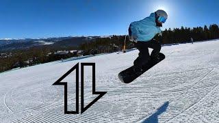 Snowboarding Eight Short Runs on an Easy Green Ski Trail