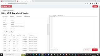 SQL Questions - Cities With Completed Trades - datalemur