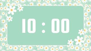 10-Minute Timer | With Upbeat Instrumental Music & Alarm Bell | Cute Daisy Flowers Theme  