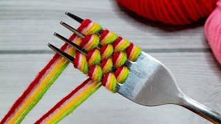 Amazing 3 Beautiful Woolen Yarn Flower making ideas with Fork | Easy Sewing Hack