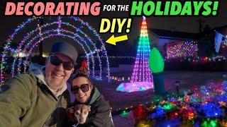 HOME VLOG! Buying our Christmas Tree! + Sunday Dinner Together and DECORATING OUR HOUSE WITH LIGHTS!