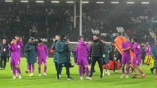 FULL TIME Fulham 1-4 Wolves Players Celebrate with Fans