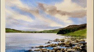 BEGINNERS Watercolor LAKE DISTRICT & MOUNTAINS, LOOSE Watercolour Landscape PAINTING DEMO Tutorial