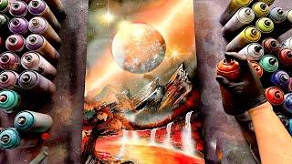 Creating a CELESTIAL LANDSCAPE with Spray Paint