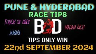 PUNE RACE TIPS | HYDERABAD RACE TIPS | 22/09/2024 | HORSE RACING TIPS | RACE TIPS | ( @TIPSONLYWIN )