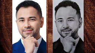 draw RAFFI AHMAD with graphite pencil and charcoal powder - TIMELAPSE