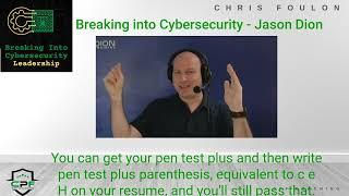 Breaking into Cybersecurity - Jason Dion