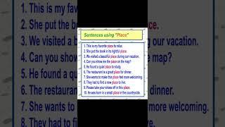 Learn English Sentences using "Place" | Learn English Sentences #english # #learn  #englishgrammar