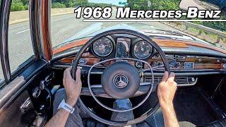 1968 Mercedes-Benz 280SE Cabriolet - Driving Top Tier Classic German Luxury (POV Binaural Audio)