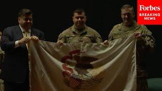 Gov. Pritzker Speaks At Illinois National Guard 333rd Military Police Company Mobilization Ceremony