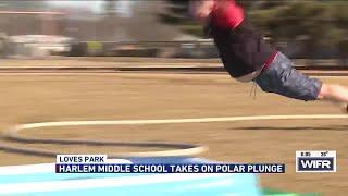 Harlem Middle School staff does makeshift polar plunge after successful fundraiser