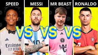 Comparison: Cristiano Ronaldo vs Lionel Messi vs MrBeast vs IshowSpeed