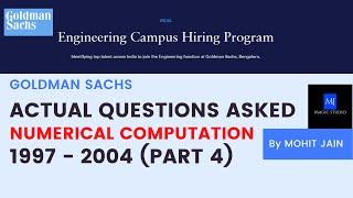Goldman Sachs Aptitude Actual Questions Asked (Numerical Computation) Part 4 by MJ